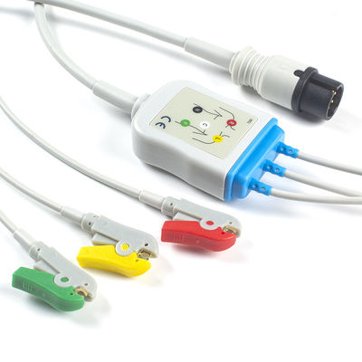 AAMI 6Pin ECGケーブルおよびリード線3の鉛IECクリップ コネクターECGケーブル