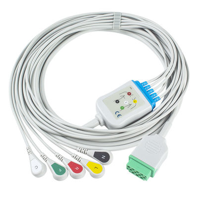 GE Marquette CBM-05NA-10AS-0001 ECGのケーブルおよびリード線5の鉛IECのスナップ11pinのコネクターECGケーブル