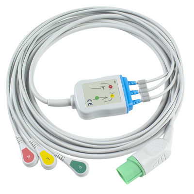 Mindray Datascopeは040-000966-00のEA6232A ECGケーブルおよびリード線12pinのコネクターECG 3つの鉛IECのスナップをケーブルで通信する