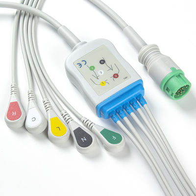 Mindray Datascopeは040-000963-00のEA6252B ECGケーブルおよびリード線12pinのコネクターECG 5つの鉛IECのスナップをケーブルで通信する
