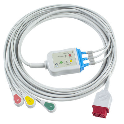 Bionetの新しいモデルBM3 BM5 ECGのケーブルおよびリード線はECGをケーブルで通信する3鉛IEC 12のピン コネクタを止める