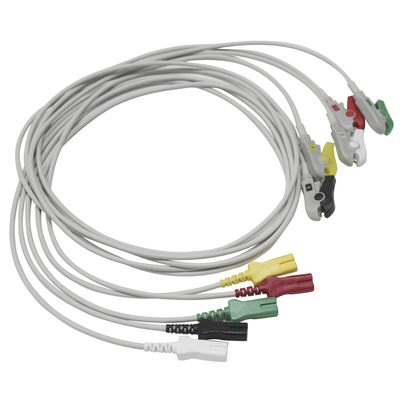 LL ECGリードワイヤー 5 リードスナップグリッバータイプ ダブルピン AAMI 6PIN ビオネット デイトックス S-iemens GE-Hellige Kontron