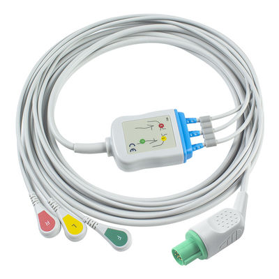 3Lead IEC スナップのためのヘリッジ互換性直結ECGケーブルとリードワイヤ