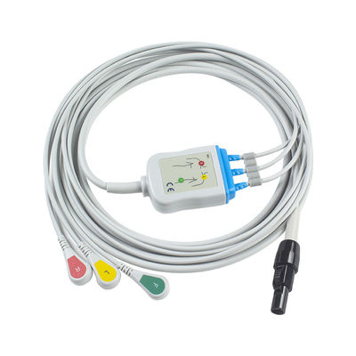 Welch allyn Propaq LT ECGケーブルとリードワイヤー 患者用ケーブル3 Lead ECG Leadwire 008-0879-00 IEC スナップ