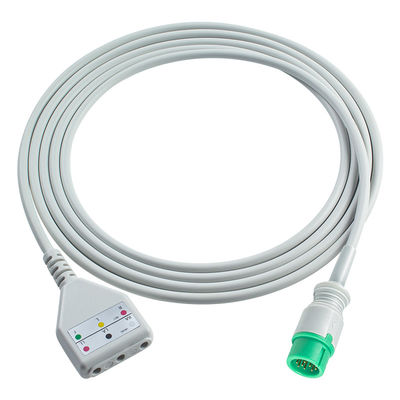マインドレイ 12Pin ECG トランクケーブル Datascope Din Style 3リードケーブル 1.30M