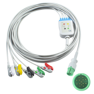 約束 PM-12 互換性 ECG ケーブルとリードワイヤ 5 リード IEC グラバー