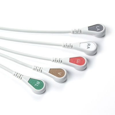 グレー 互換性 IVY 5Lead ECGケーブル AHA スナップ 1m 3.0直径