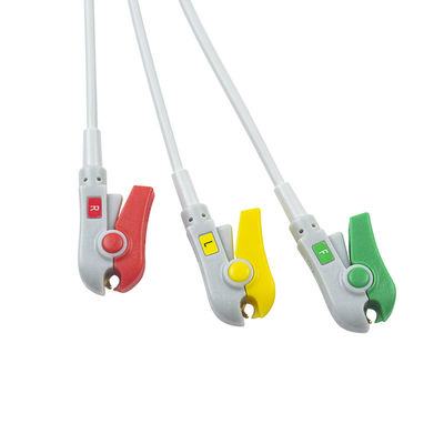 1m3.0直径 半完成式 ECGケーブル 3Lead IEC Grabber 接続器なし 24ヶ月間保存可能