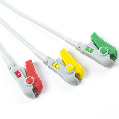 1m3.0直径 半完成式 ECGケーブル 3Lead IEC Grabber 接続器なし 24ヶ月間保存可能
