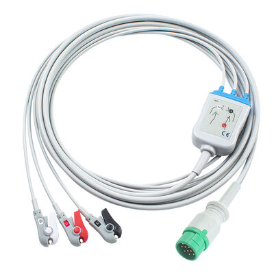 Emtel Fx2000 ECGケーブルとリードワイヤー 12ピンのコネクタ ECGケーブル 3 5リード IEC AHA スナップグリッバークリップ