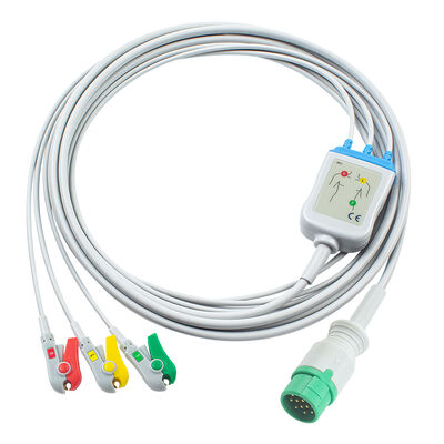 Emtel Fx2000 ECGケーブルとリードワイヤー 12ピンのコネクタ ECGケーブル 3 5リード IEC AHA スナップグリッバークリップ