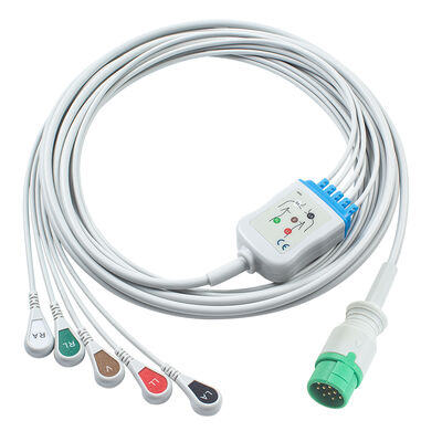 Emtel Fx2000 ECGケーブルとリードワイヤー 12ピンのコネクタ ECGケーブル 3 5リード IEC AHA スナップグリッバークリップ