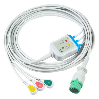 Emtel Fx2000 ECGケーブルとリードワイヤー 12ピンのコネクタ ECGケーブル 3 5リード IEC AHA スナップグリッバークリップ