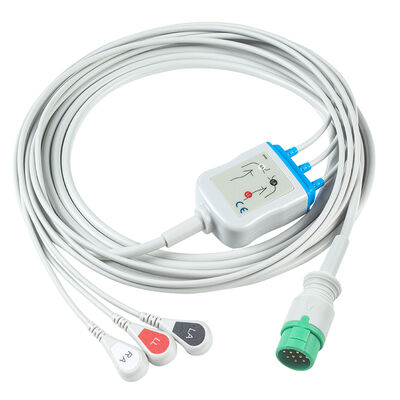 Emtel Fx2000 ECGケーブルとリードワイヤー 12ピンのコネクタ ECGケーブル 3 5リード IEC AHA スナップグリッバークリップ
