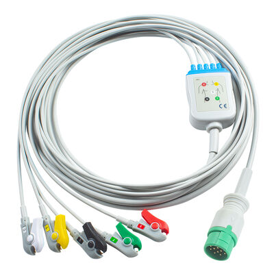 Emtel Fx2000 ECGケーブルとリードワイヤー 12ピンのコネクタ ECGケーブル 3 5リード IEC AHA スナップグリッバークリップ