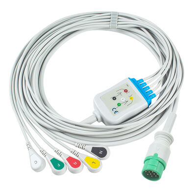 Emtel Fx2000 ECGケーブルとリードワイヤー 12ピンのコネクタ ECGケーブル 3 5リード IEC AHA スナップグリッバークリップ