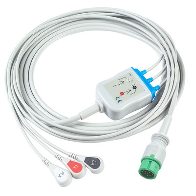 Ecomed ECGケーブルおよびリード線 12ピンコネクタ ECGケーブル 3 5リード IEC AHA スナップグラバークリップ