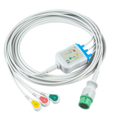 Ecomed ECGケーブルおよびリード線 12ピンコネクタ ECGケーブル 3 5リード IEC AHA スナップグラバークリップ