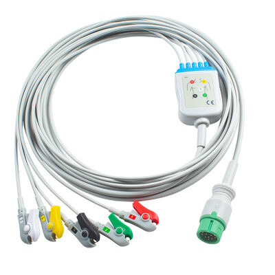 Ecomed ECGケーブルおよびリード線 12ピンコネクタ ECGケーブル 3 5リード IEC AHA スナップグラバークリップ