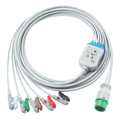 Ecomed ECGケーブルおよびリード線 12ピンコネクタ ECGケーブル 3 5リード IEC AHA スナップグラバークリップ
