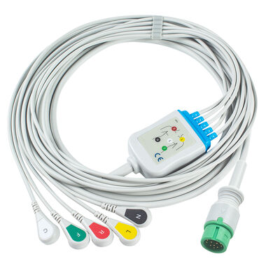Ecomed ECGケーブルおよびリード線 12ピンコネクタ ECGケーブル 3 5リード IEC AHA スナップグラバークリップ