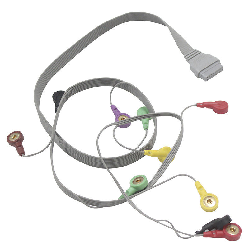 Edan SE-2003 SE-2012 Holter ECGケーブルの患者は10の鉛IECのスナップの電極の鉛をケーブルで通信する