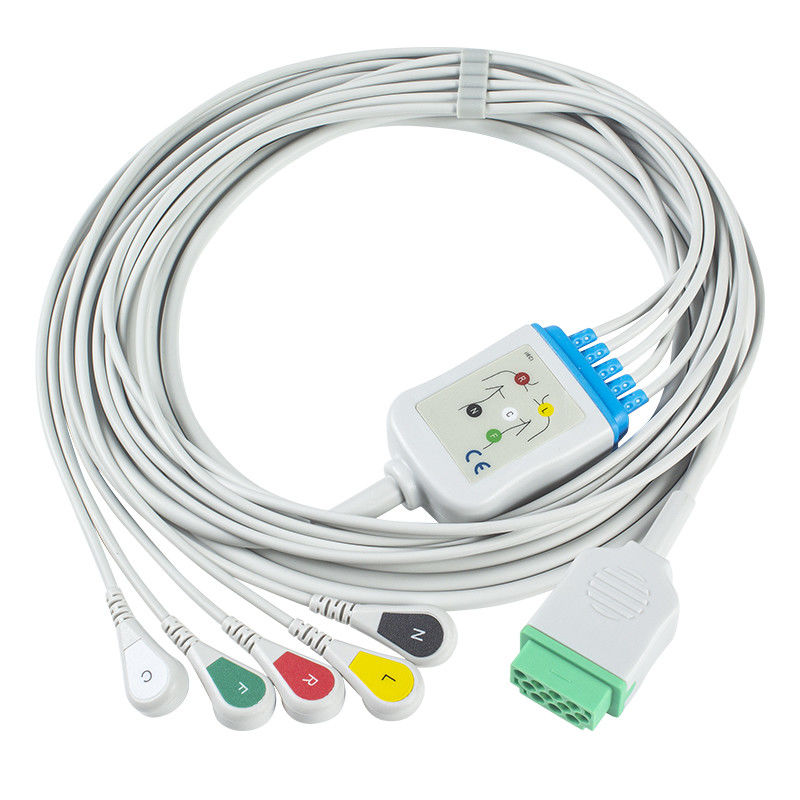 GE Marquette CBM-05NA-10AS-0001 ECGのケーブルおよびリード線5の鉛IECのスナップ11pinのコネクターECGケーブル
