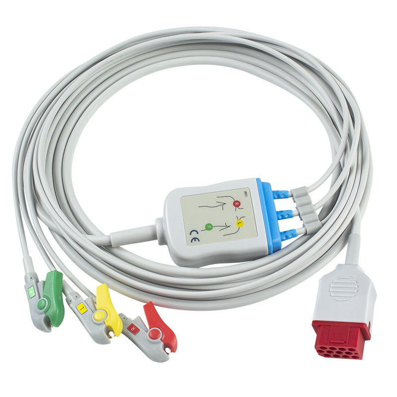 Bionet新しいBM3 BM5 ECGのケーブルおよびリード線12のピン コネクタECGは3つの鉛IECの横領者クリップをケーブルで通信する