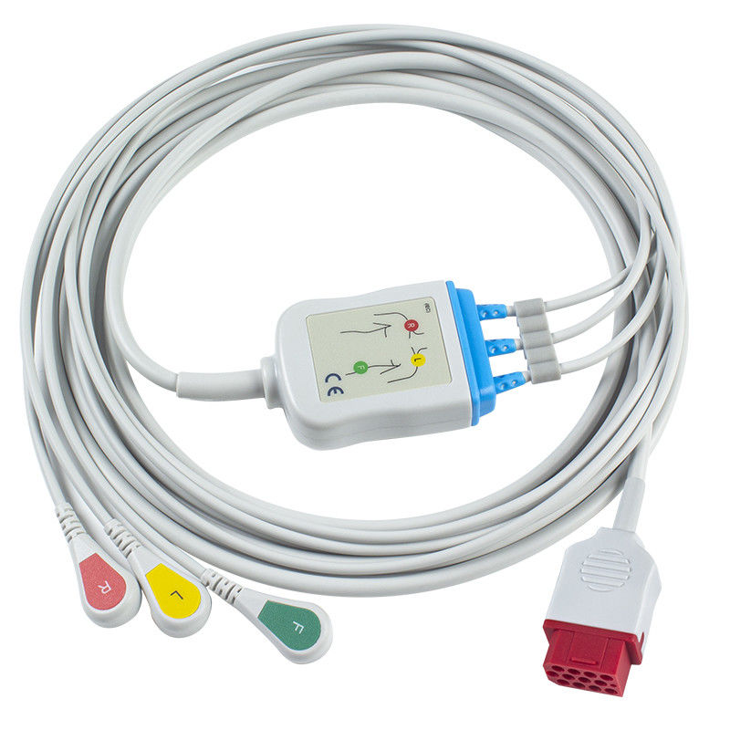 Bionetの新しいモデルBM3 BM5 ECGのケーブルおよびリード線はECGをケーブルで通信する3鉛IEC 12のピン コネクタを止める
