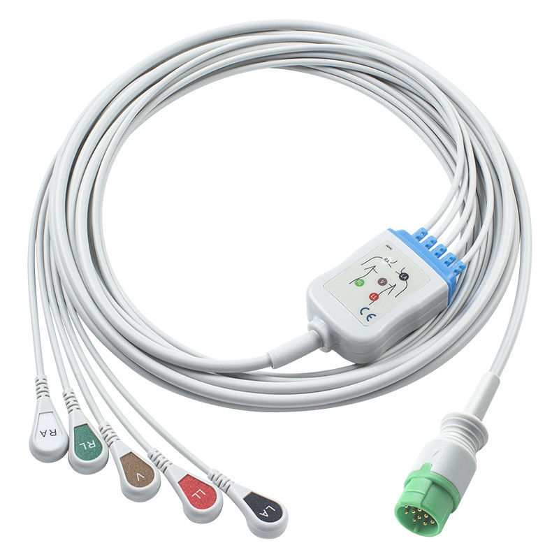 Fukuda Denshi 互換式直結式ECGケーブルとリードワイヤー - CI-700E-5 5Lead AHA スナップ