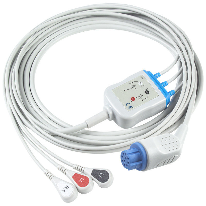 デイトックス Ohmeda 互換性直結ECGケーブルとリードワイヤ 3Lead AHA スナップ