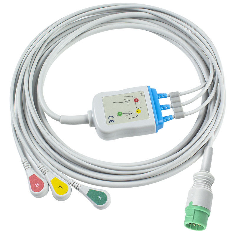 シラー対応のECGケーブルとリードワイヤ 直接接続 3リード Iecスナップ