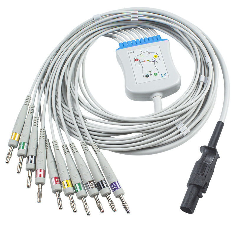 Mortara 60-00180-01の60-00181-01 Q圧力EKGケーブルおよびリード線12 Pin IECのバナナ4.0