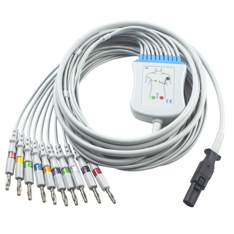 Mortara 60-00180-01の60-00181-01 Q圧力EKGケーブルおよびリード線12 Pin IECのバナナ4.0