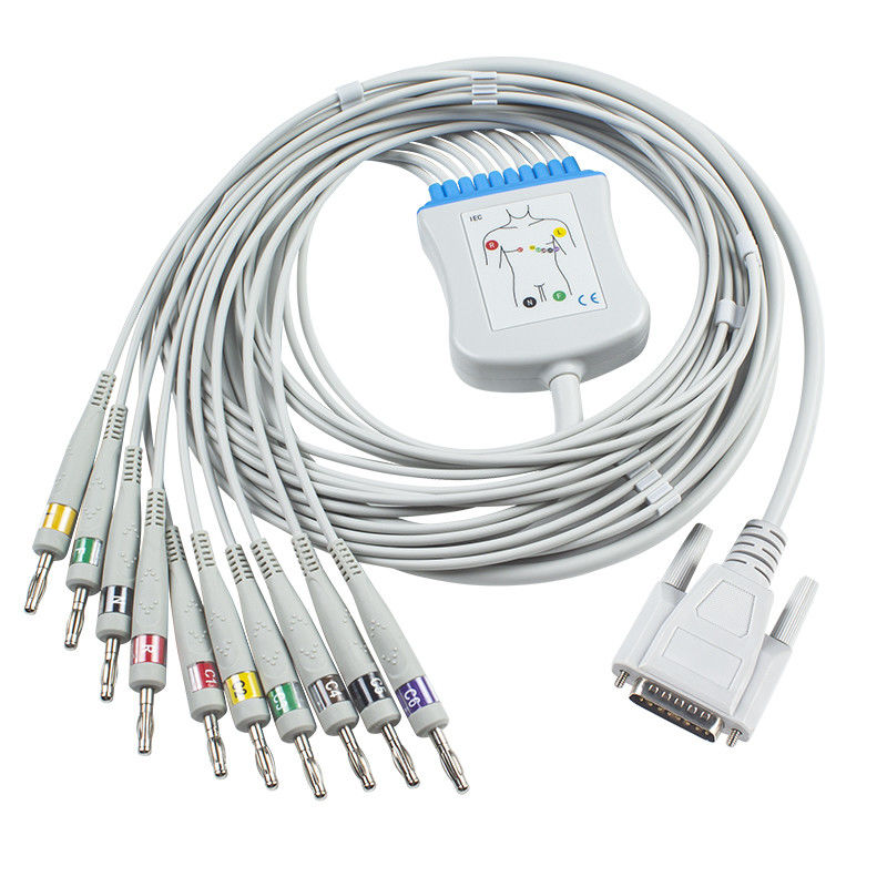 Nihon Kohden Ekgのトランク ケーブルBA-902D ECG-FD07 ECG-9010Kのリード線15 Pin IECのバナナ4.0
