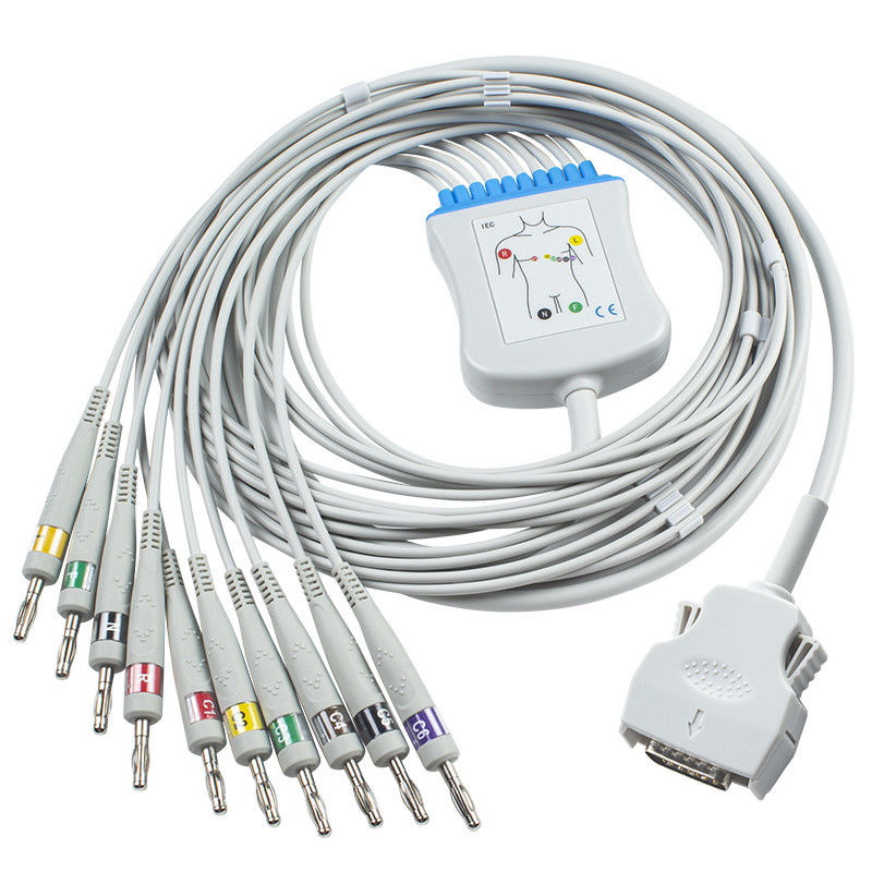 Mortara ELI 100、ELI 200のELI 50のバナナ4.0のためのダイレクト接続EKGケーブル9293-021-50 ECGケーブル