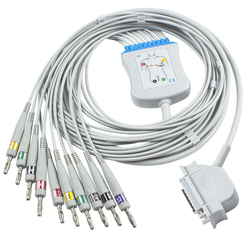 CardiosysのモニターEK36 EK403 EK4 EK413 EK43 EK512 EK53 EKG IECのバナナ4.0のコネクターのためのGE Hellige ECGケーブル