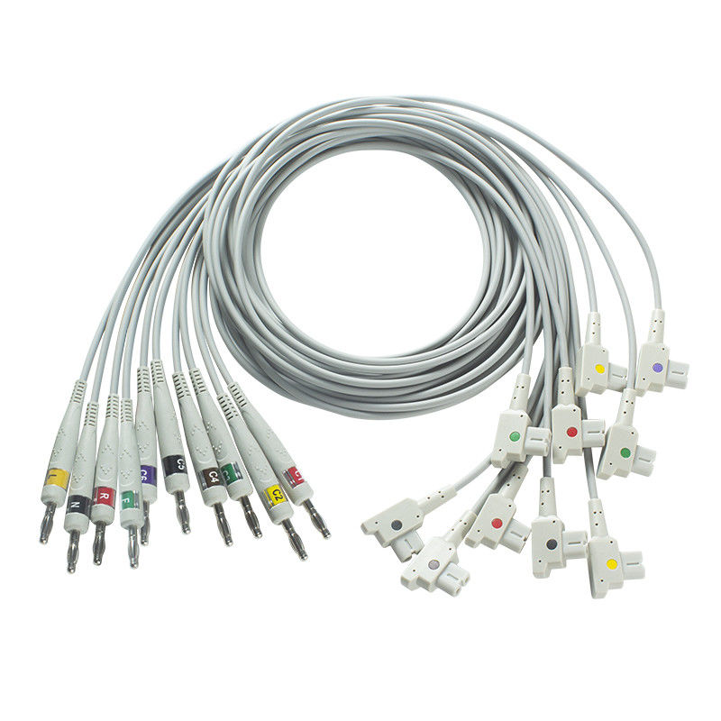 GE AM4,AM5,CASE 12,CASE 15,CASE 16,CENTRA MAC12のための合致性のあるGE ECG診断ケーブル 10Lead IEC バナナ