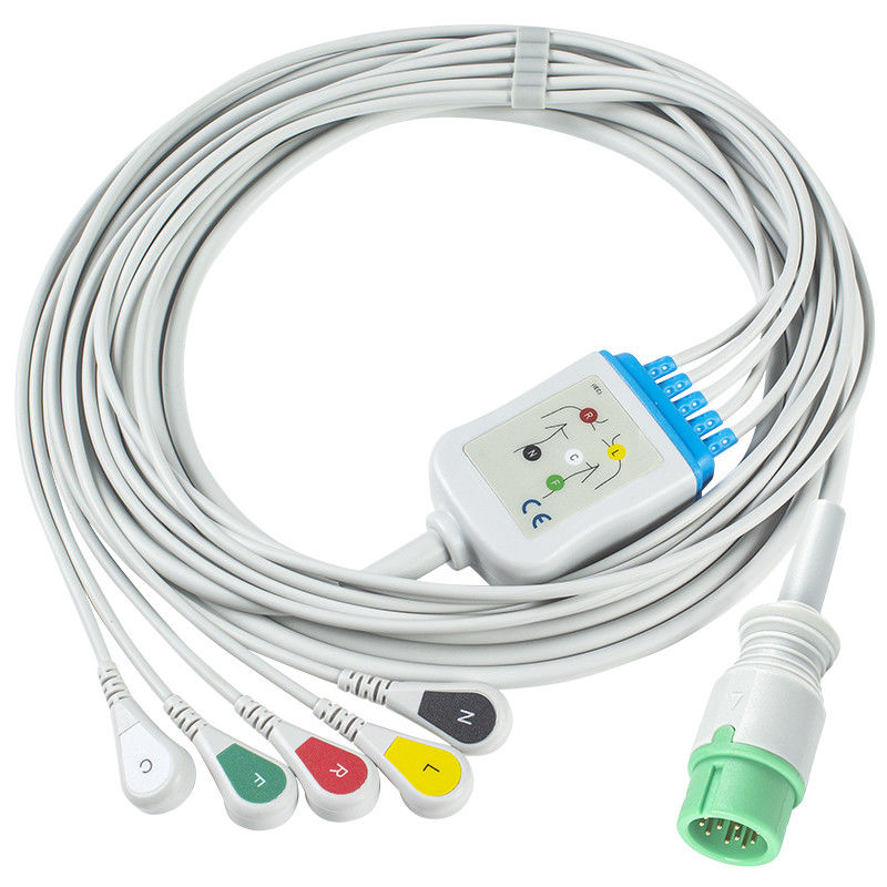 5Lead ECGケーブル IEC スナップ グレーカラー対応 FIMED STAR 8000