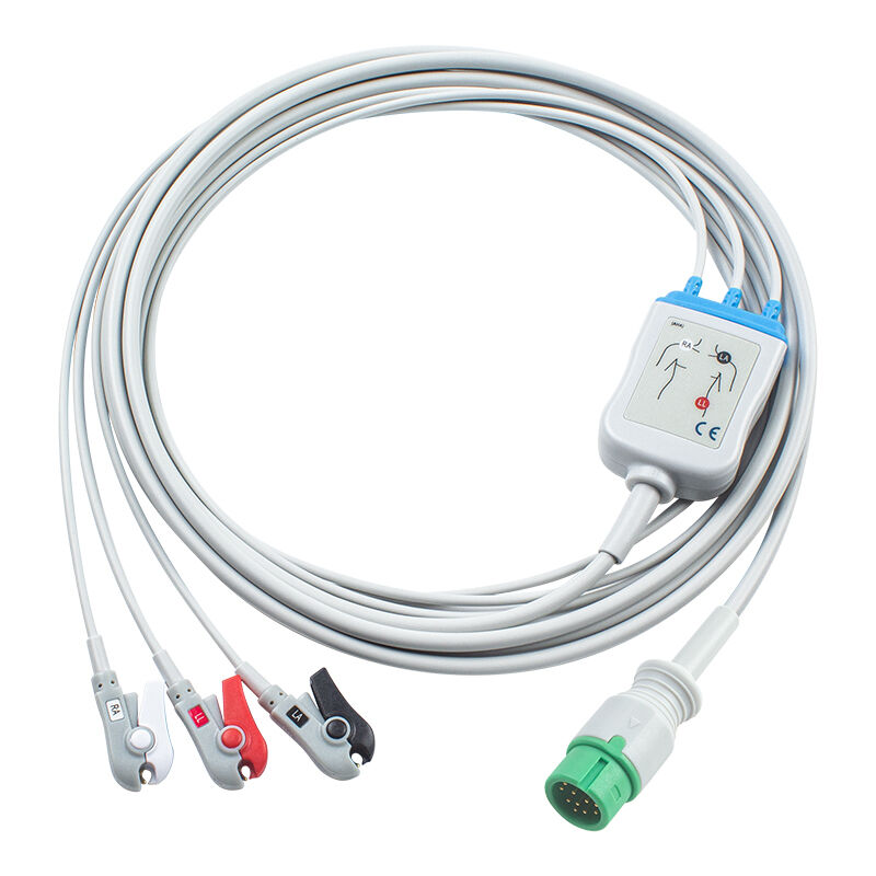 Ecomed ECGケーブルおよびリード線 12ピンコネクタ ECGケーブル 3 5リード IEC AHA スナップグラバークリップ