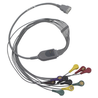 BENEWAREの電極の鉛ケーブルのまっすぐなHolter 3ft ECG機械ケーブルIECのスナップ
